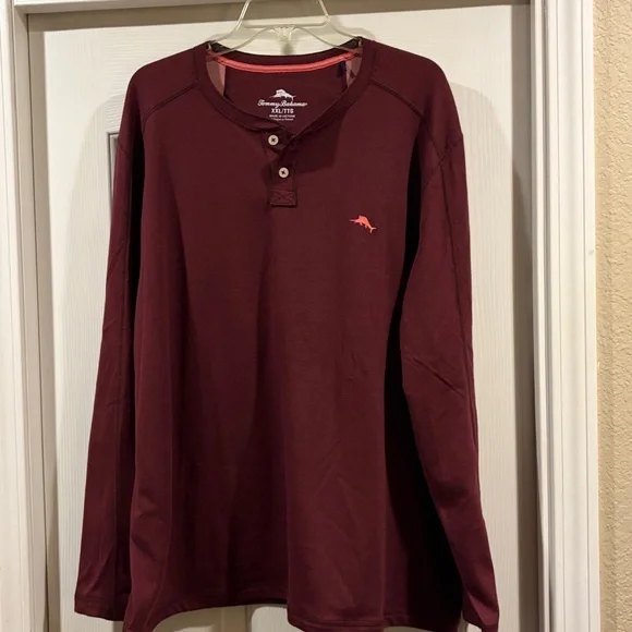 Tommy Bahama men’s Maroon Long Sleeve Henley XXL like new - Picture 3 of 5